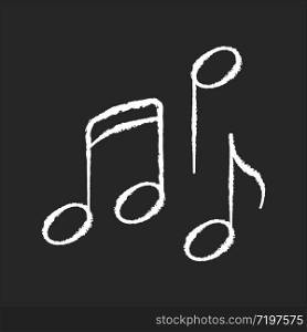 Musical chalk white icon on black background. Traditional movie genre, artistic cinematography. Common film category with song and dance numbers. Music notes isolated vector chalkboard illustration