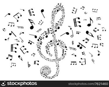 Musical clef with notes elements for art background design