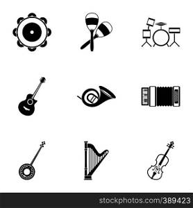 Musical device icons set. Simple illustration of 9 musical device vector icons for web. Musical device icons set, simple style