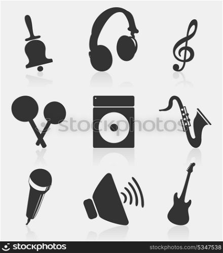 Musical icons3. Set of icons on a musical theme. A vector illustration