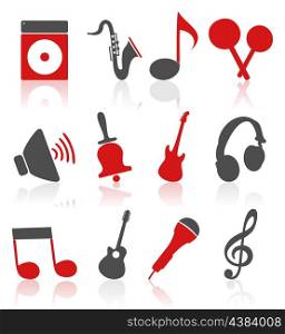 Musical icons5. Set of icons on a musical theme. A vector illustration