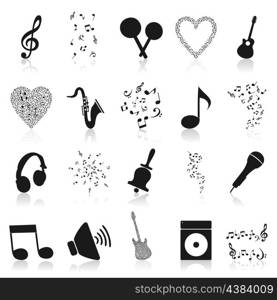 Musical icons6. Set of musical plots from notes. A vector illustration