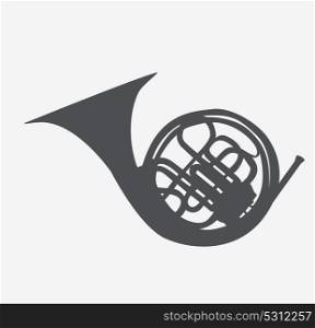 Musical Instrument Horn, which is Used in Symphony Orchestras and Brass Nands. Vector Illustration. EPS10. Musical Instrument Horn, which is Used in Symphony Orchestras an