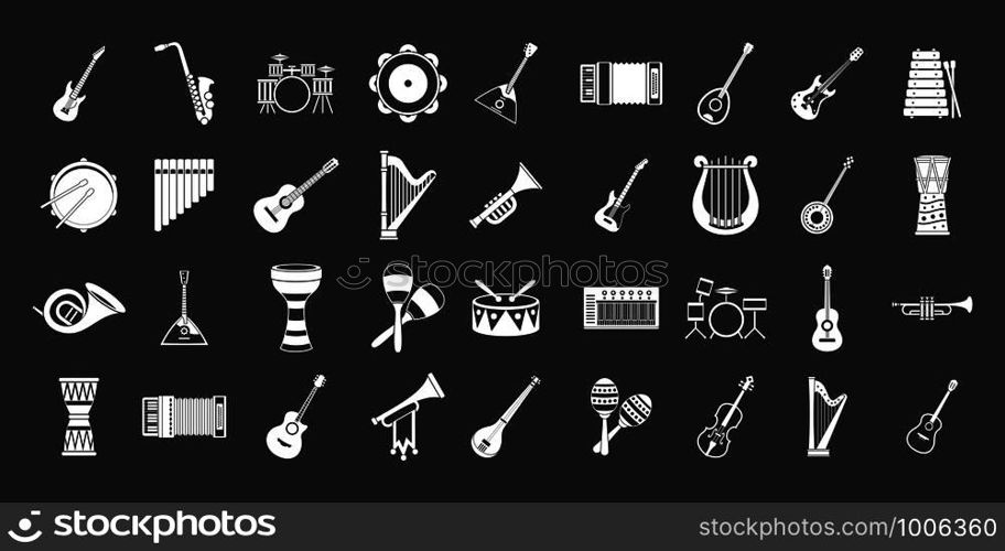 Musical instrument icon set vector white isolated on grey background . Musical instrument icon set grey vector