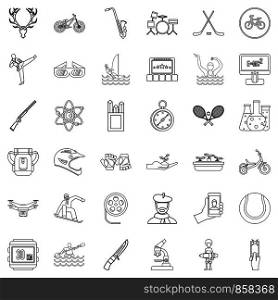 Musical instrument icons set. Outline style of 36 musical instrument vector icons for web isolated on white background. Musical instrument icons set, outline style