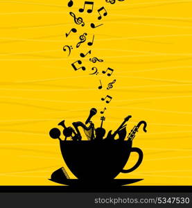 Musical instrument in a cup. A vector illustration