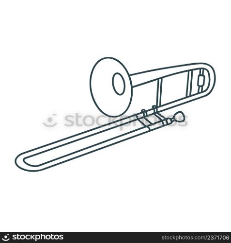 Musical instrument trumpet doodles style isolated object. Wind orchestral instrument vector illustration. Musical instrument trumpet doodles style isolated object