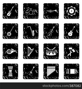 Musical instruments icons set icons in grunge style isolated on white background. Vector illustration. Musical instruments icons set , simple style