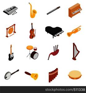 Musical Instruments set icons in isometric 3d style on a white background . Musical Instruments set icons, isometric 3d style