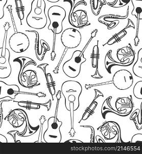 Musical; instruments. Vector seamless pattern