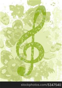Musical key2. Treble clef against the nature. A vector illustration