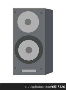 Musical Loud Speaker Isolated. Acoustic Amplifier.. Musical loud speaker isolated on white background. Plastic sound regulating musical device. Music producing column. Professional acoustic amplifier. Vector illustration in flat design style