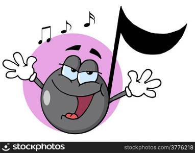 Musical Note Cartoon Character Singing