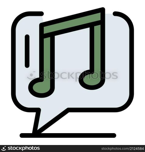 Musical note chat bubble icon. Outline musical note chat bubble vector icon color flat isolated. Musical note chat bubble icon color outline vector