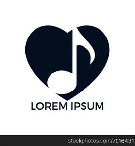 Musical note in heart icon vector design. Love music vector logo. Romantic music symbol.