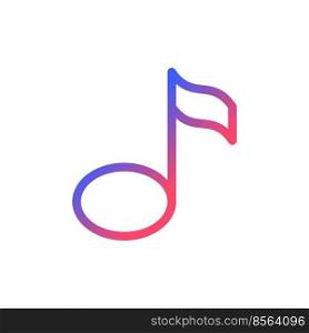 Musical note pixel perfect gradient linear ui icon. Pitch, duration. Multimedia player. Video editor. Line color user interface symbol. Modern style pictogram. Vector isolated outline illustration. Musical note pixel perfect gradient linear ui icon