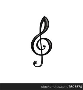 Musical note sign isolated vector treble clef. Vector G-clef thin line, music concept. Treble clef icon isolated musical note template