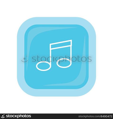 Musical note vector icon in flat style. Music service, sound library. Illustration for application button pictograms, infogpaphics elements, logo, web page design. Isolated on white background. Musical Note Vector Icon In Flat Style Design. Musical Note Vector Icon In Flat Style Design