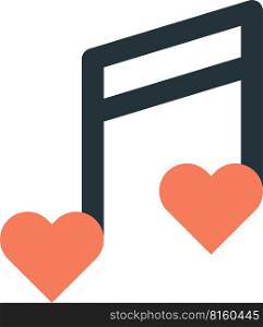 musical notes and heart illustration in minimal style isolated on background