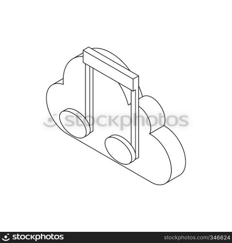 Musical notes icon in isometric 3d style isolated on white background. Multimedia musical notes with cloud. Musical notes icon, isometric 3d style