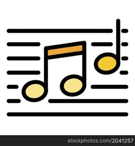 Musical notes icon. Outline musical notes vector icon color flat isolated. Musical notes icon color outline vector
