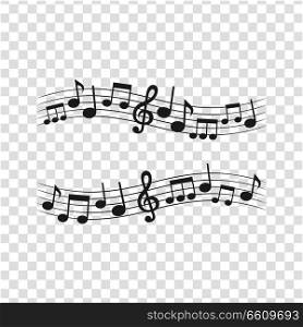 Musical notes on a transparent background. Vector illustration