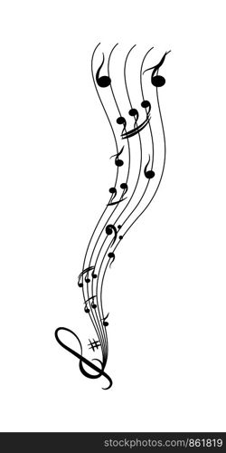 Musical notes on the stave, flat design