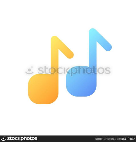 Musical notes pixel perfect flat gradient color ui icon. Ringtone. Listen to music. Multimedia. Simple filled pictogram. GUI, UX design for mobile application. Vector isolated RGB illustration. Musical notes pixel perfect flat gradient color ui icon