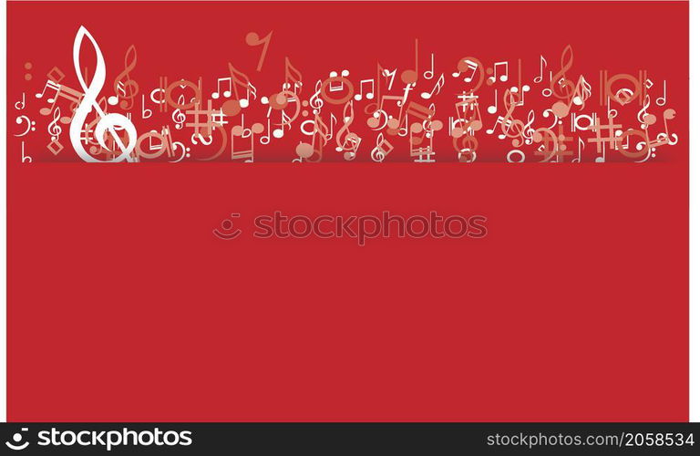 Musical notes stave line pattern symbols icon for staff and music note theme. Background wave Piano, jazz sound notes Fun vector key sign Classic clef. Doodle quaver G melody on paper