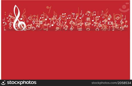 Musical notes stave line pattern symbols icon for staff and music note theme. Background wave Piano, jazz sound notes Fun vector key sign Classic clef. Doodle quaver G melody on paper