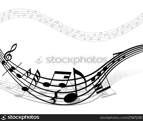 Musical notes stuff vector background for use in design