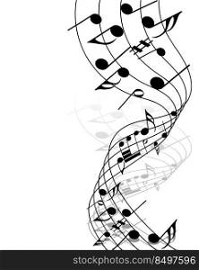Musical notes with shadow.Abstract musical background. Musical notation.Music staff. Vector illustration.. maples leaves