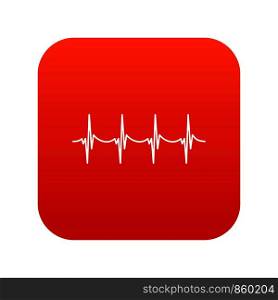 Musical pulse icon digital red for any design isolated on white vector illustration. Musical pulse icon digital red
