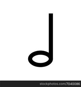 Musical quarter note, icon on isolated background