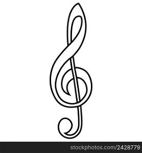 Musical sign treble clef, vector calligraphy treble clef