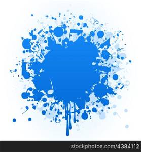 Musical stain. Stain of a blue paint and the note. A vector illustration