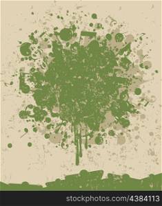 Musical stain2. Stain of a green paint and the note. A vector illustration