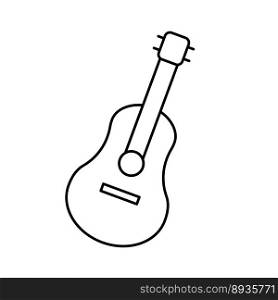 Musical string instrument. Guitar for playing, learning, making music. Vector line icon. Editable stroke. Musical string instrument. Guitar for playing, learning, making music. Vector line icon. Editable stroke.
