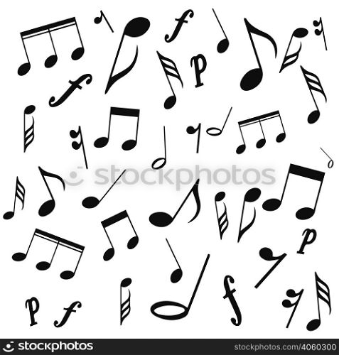 musical symbols, musical notes, treble clef, vector, on a white background. vector illustration pattern for website design or print. musical notes, treble clef, vector, on a white background