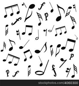 musical symbols, musical notes, treble clef, vector, on a white background. vector illustration pattern for website design or print. musical notes, treble clef, vector, on a white background