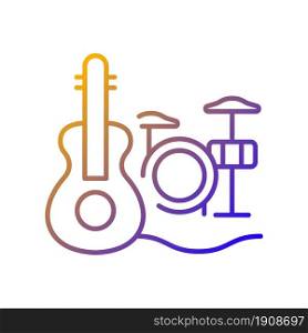 Musical talent gradient linear vector icon. Playing musical instruments. Gifted musician. Classical music performance. Thin line color symbol. Modern style pictogram. Vector isolated outline drawing. Musical talent gradient linear vector icon