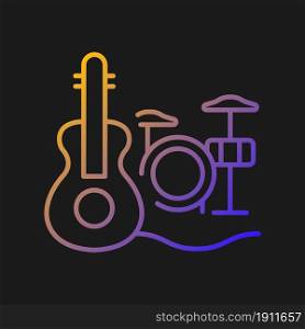 Musical talent gradient vector icon for dark theme. Playing musical instruments. Gifted musician. Classical music. Thin line color symbol. Modern style pictogram. Vector isolated outline drawing. Musical talent gradient vector icon for dark theme