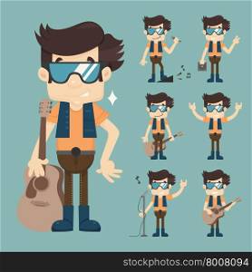 musician playing guitar , eps10 vector format