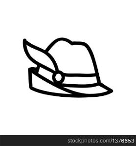 musket hat with feather icon vector. musket hat with feather sign. isolated contour symbol illustration. musket hat with feather icon vector outline illustration