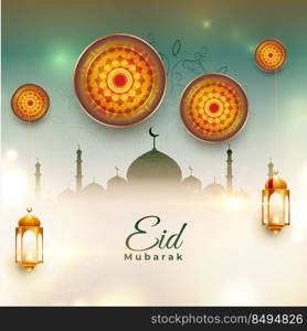 muslim eid mubarak wishes greeting with arabic decoration