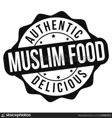 Muslim food grunge rubber st&on white background, vector illustration