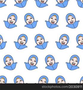 muslim hijab girl smiles seamless pattern textile print