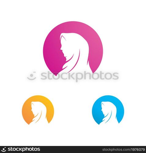 Muslim hijab logo vector template
