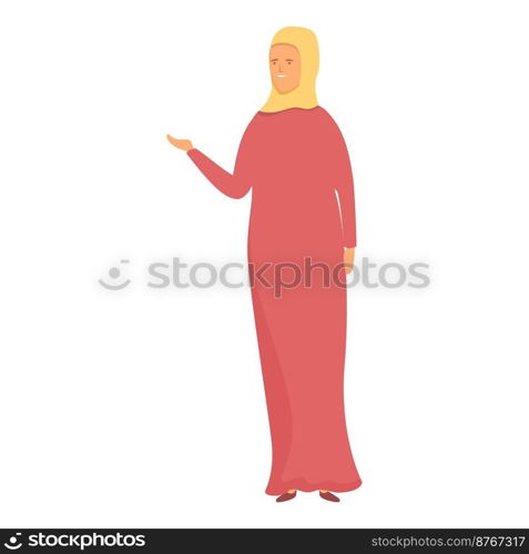 Muslim long dress icon cartoon vector. Hijab fashion. Women arab. Muslim long dress icon cartoon vector. Hijab fashion