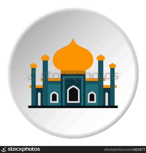 Muslim mosque icon in flat circle isolated vector illustration for web. Muslim mosque icon circle